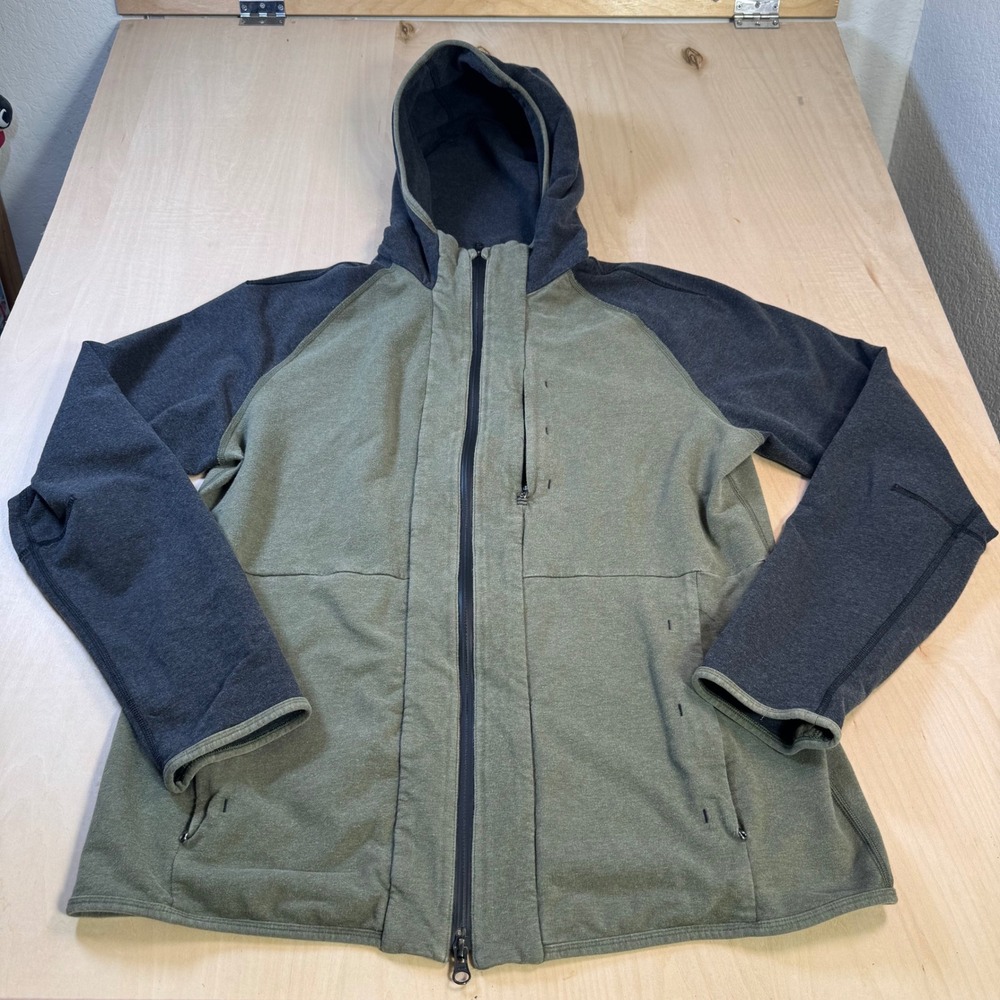 Lululemon Men's Full Zip Active Hoodie Olive‎ Green Charcoal Gray Activewear XL